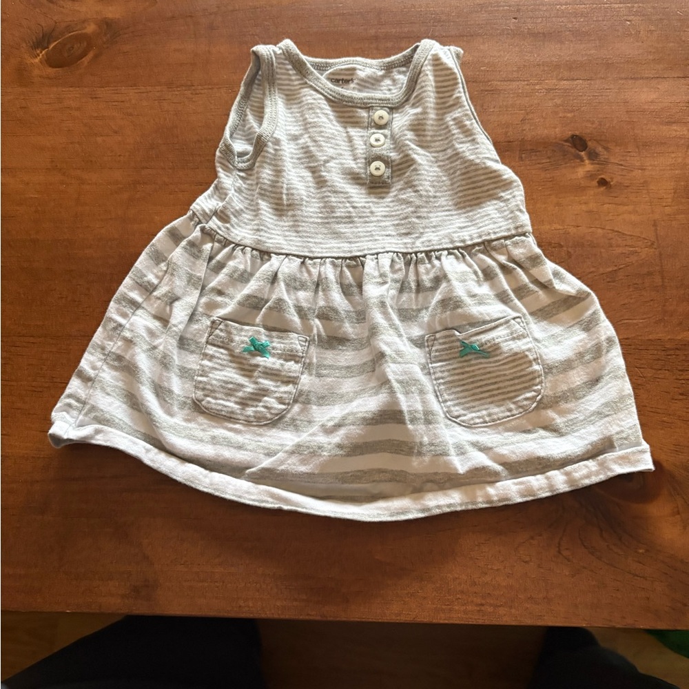 🩷 6 for $20 🩷 Carter's Gray and White Striped Baby Outfit